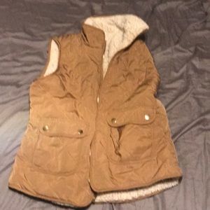 Beige reversible fur vest